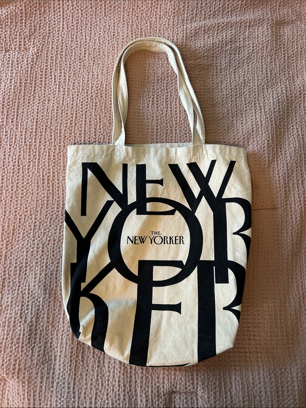 The New Yorker Vintage Cream & Black Canvas Tote Bag